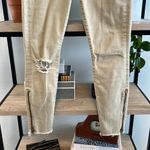 MOTHER Denim Mother Jeans Low-Rise Looker Blow Out Raw Hem Tan Distressed Tan Ankle Jean, 26 Photo 4