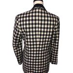 Carroll Reed Size 6 Blazer Black Jacket White Check Suede Collar Wool USA FLAWED Photo 2
