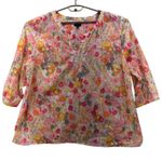 Talbots Womans Top Size 3X Fruit Flowers Apples Bohemian Hippie Lightweight Photo 0