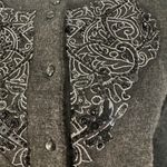 Cynthia Rowley Merino Wool Cardigan Gray Beaded Embellished Sweater Women Small Photo 2