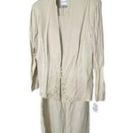 Liz Baker  Womens 14 2-Piece Jacket And Dress Set Beige Cream Formal Pearl Beaded Photo 0