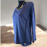 Vans Women’s Navy Blue Long Sleeve Crochet Detail Top Size Medium Boho Casual Photo 1