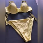 H&M  Neon Bikini Push Up Demi Bra Top Sz 34B Tie Side Cheeky Bottoms Sz 2 EUC Photo 1