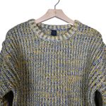 Magaschoni Womens M Chunky Crew Neck Wool Blend Sweater in Yellow/Blue NEW Photo 3