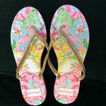 Lilly Pulitzer spring flip flops gold strap floral top NEW 9 Photo 0