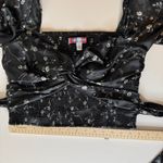 Urban Outfitters  Smocked Tie Back Top Sz L Black Floral‎ Long Sleeve Whimsigoth Photo 10