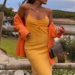 ZARA  Bloggers Fav Orange Midi Satin Effect Casual Maxi Slip Dress Orange SZ XS Photo 9