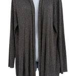 Chico's Ribbed Shimmery Womens Sweater Cardigan Sz XL Holiday Glam Metallic Open Photo 0
