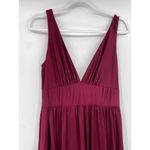 La Femme Plunge Neck A-Line Dark Berry Red Formal Evening Gown Size 14 NWT Photo 3