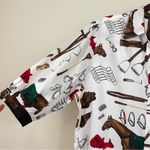 Ralph Lauren Lauren  Equestrian Print‎ Puff Sleeves Button Down Shirt Size XL Photo 2