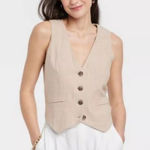 A New Day Women's Linen Vest - Beige Size S Photo 0