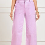 Talbots  14P 14 Petite Wide Leg Cropped Jeans Spring Lilac High Waisted HEMMED Photo 0