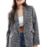 Abercrombie & Fitch NWOT  tweed blazer in black and white One Button XS Photo 0