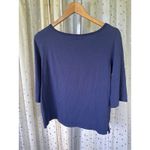 Tori Richard Honolulu Hawaii Women's Classic Solid Navy Quarter Sleeve Top M Photo 3