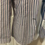 Chloe Stora Cotton Striped Women's Blazer, Size 38 Blue Photo 4