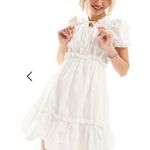 Urban Revivo white ruffle mini dress v neck peplum puff shortsleeve M 6 Photo 9