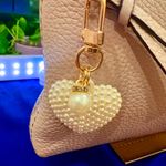 Pearl Heart Keychain with Gold Accents White Photo 13