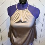 Lulus Lulu’s Purple Lilac Satin Texture Keyhole Halter Top Shirt Blouse Womens Medium Photo 0