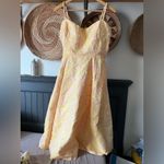 Pastel Yellow and Pink Jacquard Bustier Midi Dress With Pockets 🌿 XL Photo 3