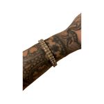 Rhinestone Stretch Cuff Bracelet Gemstones Silver Tone Bling Glam Photo 7