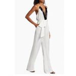 Ramy Brook  Kayla Halter Embellished Jumpsuit Ivory w/Black Beading Sz 0 NWT $625 Photo 3