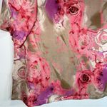 Robert Kitchen XL Blouse Cotton Silk Blend 3/4 Sleeve Rose Floral Tunic Photo 2