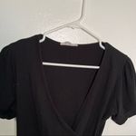 Caution to the Wind  Faux Wrap Crop Top Black Ribbed Photo 1