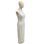 Mac Duggal  Sz 4 Embellished Halter Neck White Midi Sheath Dress Formal Gala Photo 1