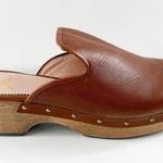 J.Crew Slip On Leather Studded Wooden Platform Clogs Brown 8 Photo 3
