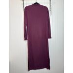 Loft  Mock Neck Midi Sweater Dress Regal Plum Side Slit Long Sleeve Stretch Sz M Photo 3