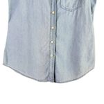Per Se Button Up Sleeveless Chambray Shirt 100% Cotton, Size Small Photo 4