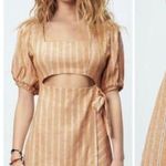 ZARA  Stripped Puff Sleeves Cutout Dress Photo 1