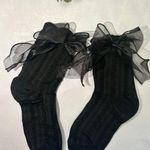 Handmade Black Socks with oversized organza Bow – Cotton blend 🎀 Photo 2