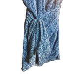 NBD NEW x Revolve Pari Mini Dress Blue Halter Flocked Animal Print Sz Small Photo 5