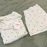 Roller Rabbit  White Pajama Set with Green and Yellow Print Photo 0