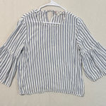 Pink Rose  Black and White Striped Blouse Photo 0