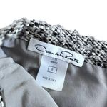 Oscar de la Renta Black White Tweed Ruffled Knee Length Pencil Skirt Size 8 Photo 7