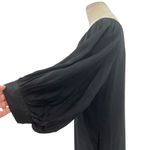 Apiece Apart  Mini Shift Dress Balloon Sleeve V-Neck Linen Tencel‎ Black Size 2 Photo 6