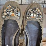 Vera Wang  LAVENDER Olive Green Leather Rhinestone Elasticized Ballet Flat Photo 2