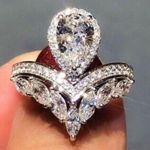 2Ct Lab Created Marquise Cut CZ Diamond Women Wedding Ring 14k White Gold Plated Silver Photo 9