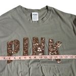 PINK - Victoria's Secret Victoria’s Secret PINK Sage Green Gold Sequin Spellout Long Sleeve Top XS Photo 4