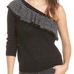 BP NWT . Black & White One Shoulder Ruffe Sweater Photo 0