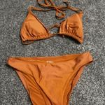 Aerie Orange Triangle Bikini Set with Adjustable Ties Photo 0