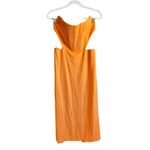 NBD  Leighton Midi Dress Large NWT Satin Orange Lace-Up Cutout Photo 5