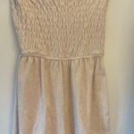 Strapless Cream Terrycloth Romper Tan Photo 2