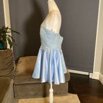 Women’s Pale Blue Halter Neck Lace Appliqué Prom Party Homecoming Dress Size 12 Photo 3