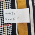 Haute Monde Mustard and Black Houndstooth Print Blouse Size Large Colorful Top Photo 8