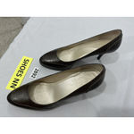 Talbots Womans  Size 8 B Brown Leather Platform Pumps Alligator Embossed Photo 2