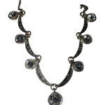 Trifari Crown Crystal Pave Necklace Vintage Silver Tone Filigree Clear Cushion Photo 0