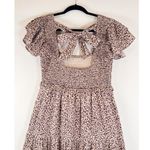 Revolve Majorelle Dress Beige Jade Maxi Cheetah Fit Flare Tiered Smocked Small Tan Photo 9